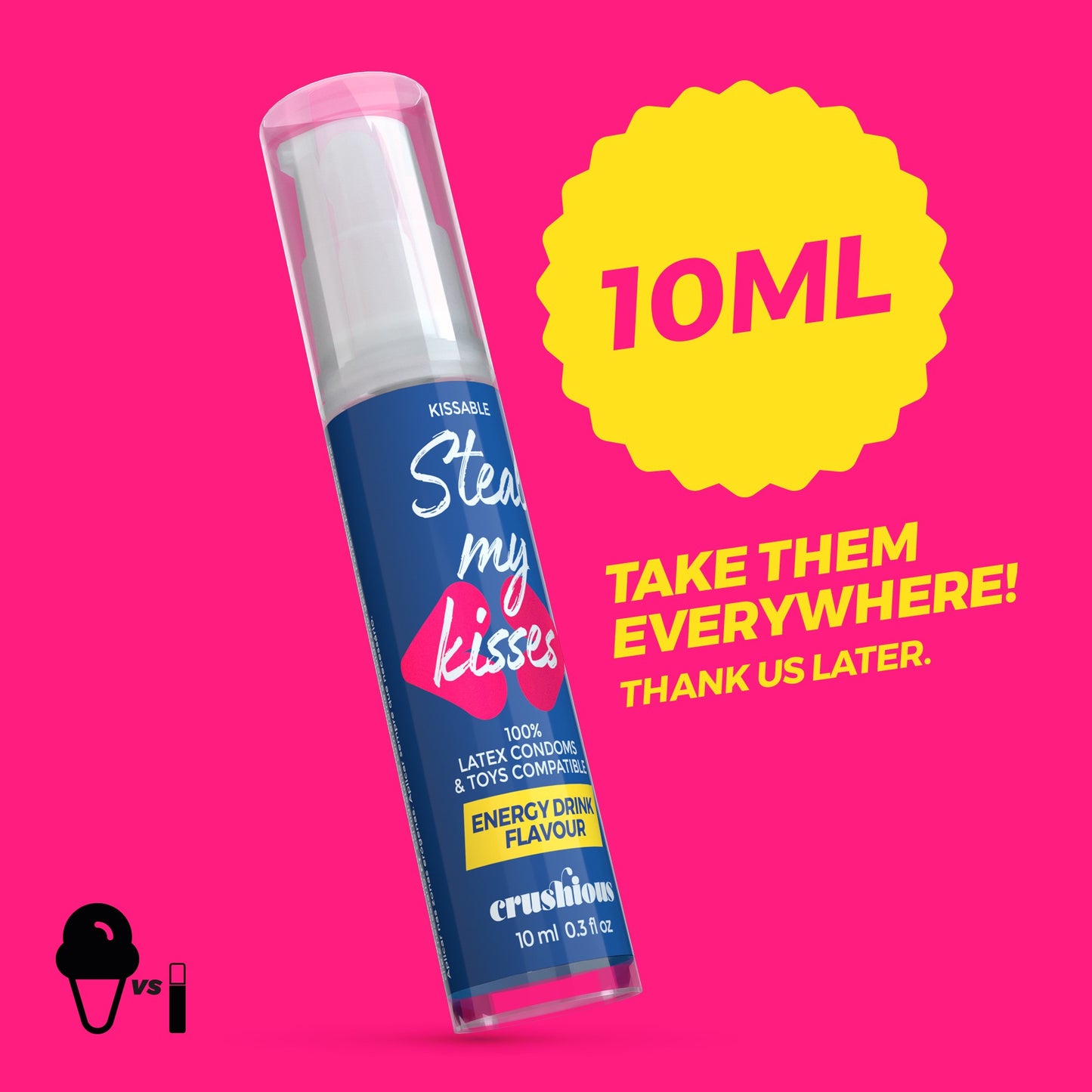 GEL LUBRIFICANTE STEAL MY KISSES COM SABOR A BEBIDA ENERGÉTICA CRUSHIOUS 10ML