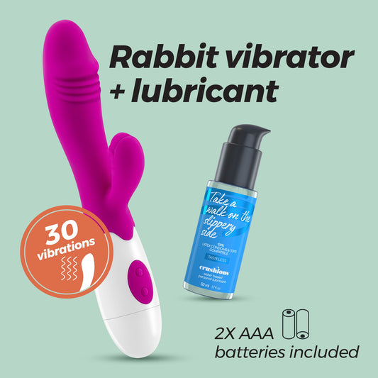 VIBRADOR COM ESTIMULADOR DE CLITÓRIS LOLLIPOP E LUBRIFICANTE À BASE DE ÁGUA INCLUÍDO CRUSHIOUS