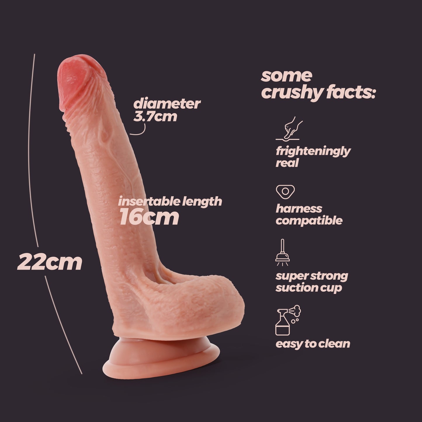 DILDO DE SILICONE LÍQUIDO INVIKTUS 8 CRUSHIOUS PELE